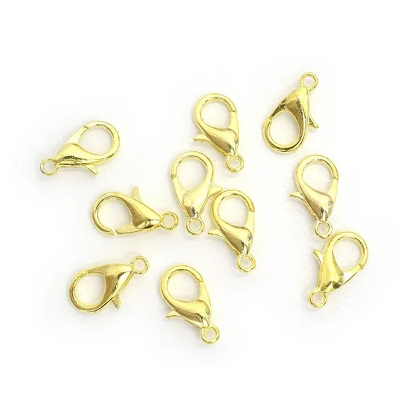 10 fermoirs mousquetons 12 mm - doré