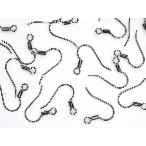 10 paires de boucles d'oreilles crochets - couleur noir métallisé