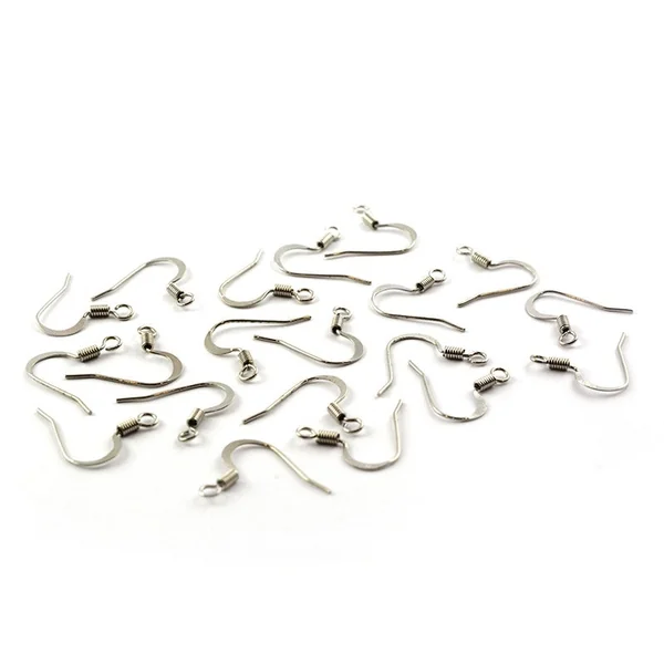 10 paires de boucles d'oreilles - crochets plats - couleur argenté