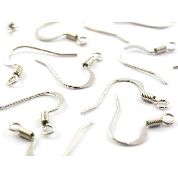 10 paires de boucles d'oreilles - crochets plats - couleur argenté