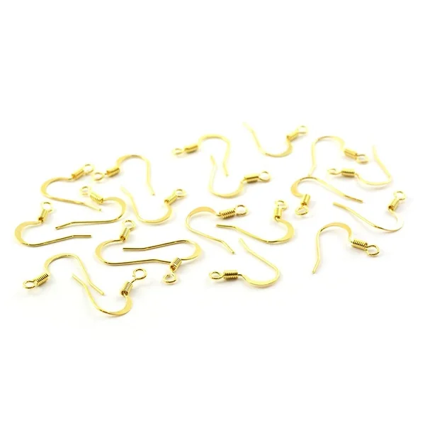 10 paires de boucles d'oreilles - crochets plats - couleur or