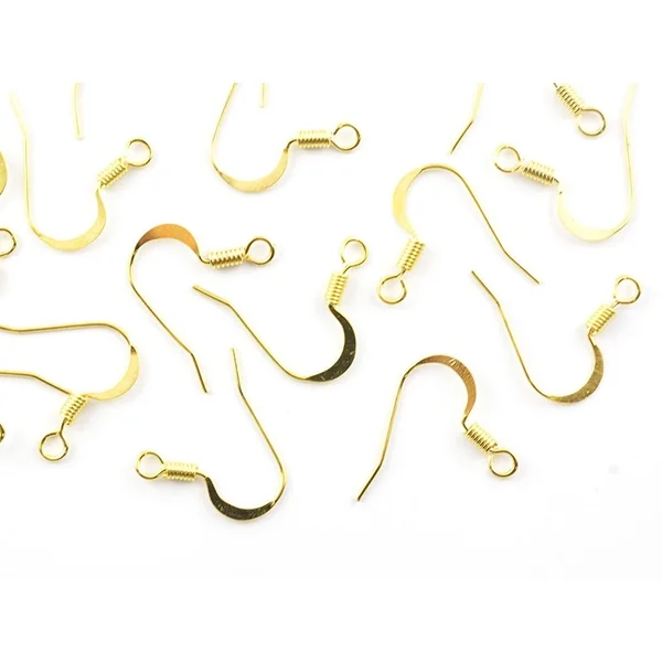 10 paires de boucles d'oreilles - crochets plats - couleur or