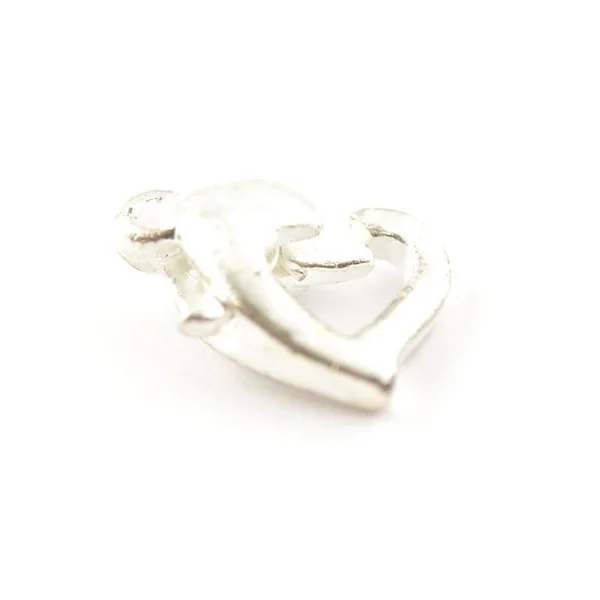 1 fermoir mousqueton en forme de coeur - couleur argent clair