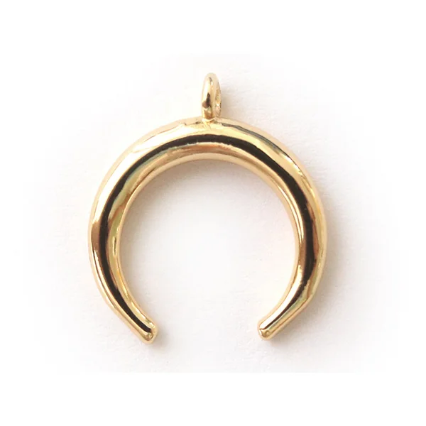 1 pendentif corne croissant de lune - doré à l'or fin 18K