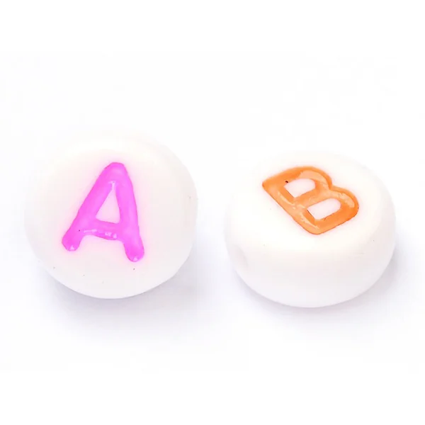 200 perles lettres alphabet rondes multicolores
