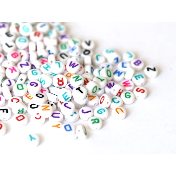 200 perles lettres alphabet rondes multicolores