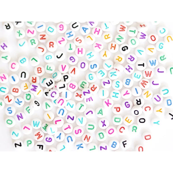 200 perles lettres alphabet rondes multicolores