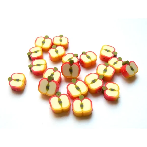 20 perles pommes en pâte fimo - modelage