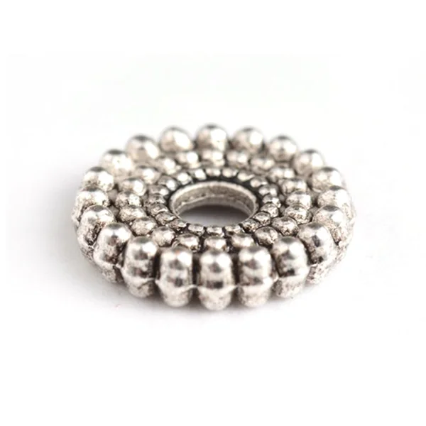 20 perles rondelles ethniques argentées - intercalaires heishi - argent foncé 9 mm