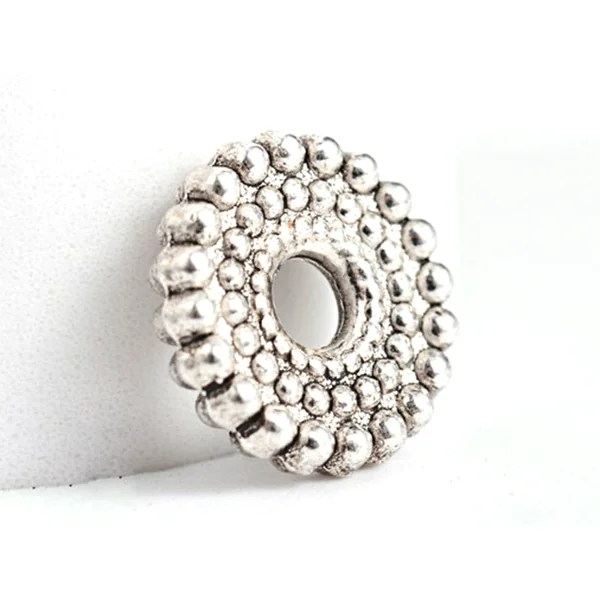 20 perles rondelles ethniques argentées - intercalaires heishi - argent foncé 9 mm