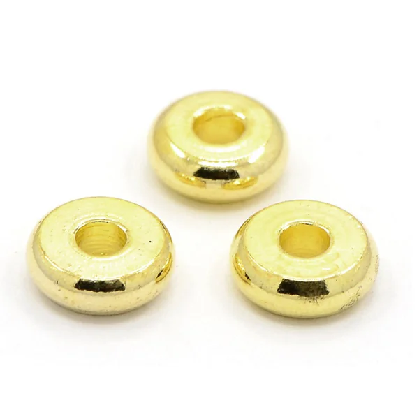 20 perles rondelles heishi arrondies en laiton doré - 6x2 mm