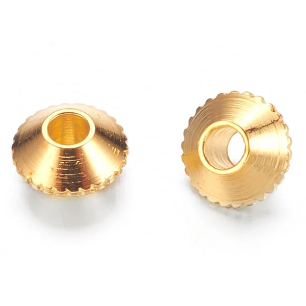 20 perles rondelles toupies ciselées en laiton doré - 4 mm