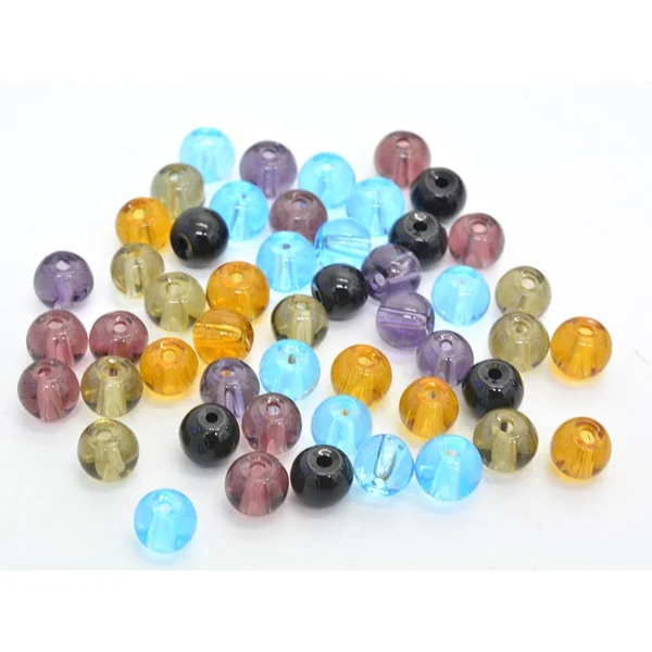 50 perles en verre rondes 4 mm - multicolores