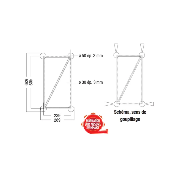 Angle 2 départs 90° vertical de 0.50 x 0.71 - ASR23 - ASD