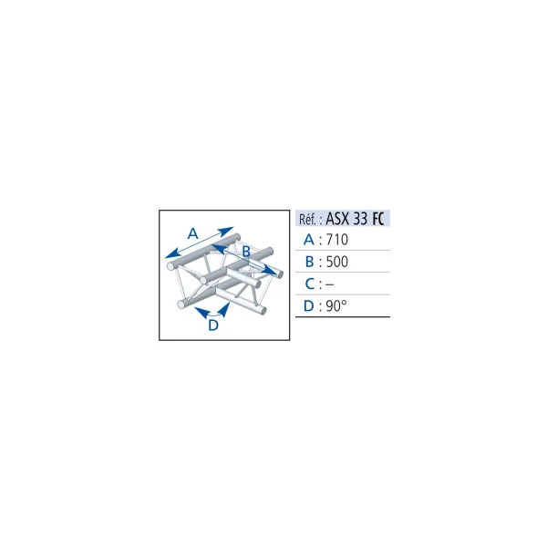 ANGLE ALU 290 3 DEPARTS 90° HORIZONTAL FORTE CHARGE ASD