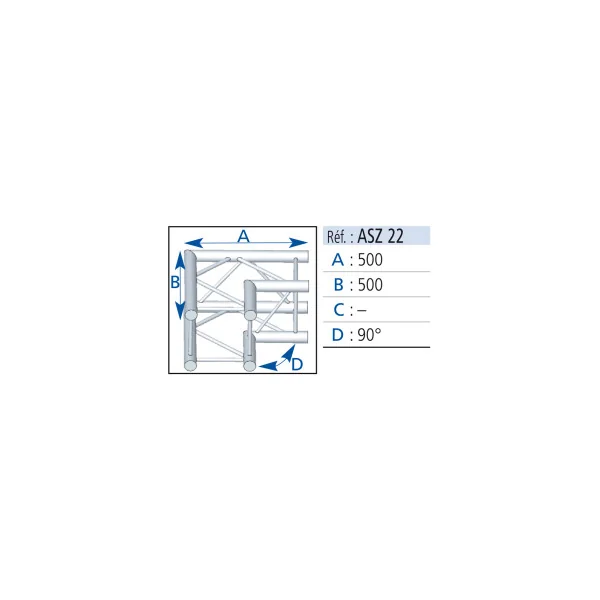 ANGLE CARREE 290 ALU 2D 90° ASD