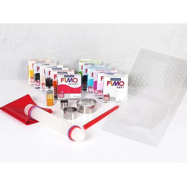 Assortiment 12 pains Fimo + accessoires