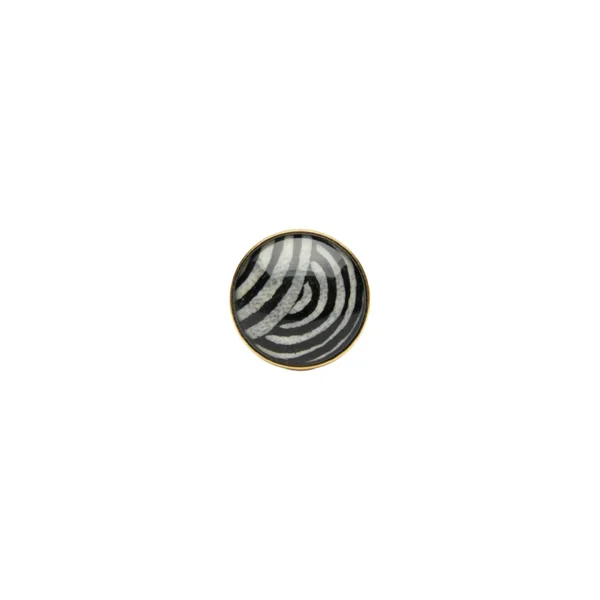 bague cabochon noir & gris · papier népalais · laiton doré · fait main France 🇫🇷