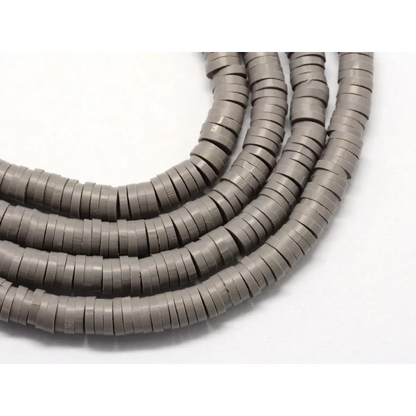 Boite de perles rondelles heishi 6 mm - gris acier