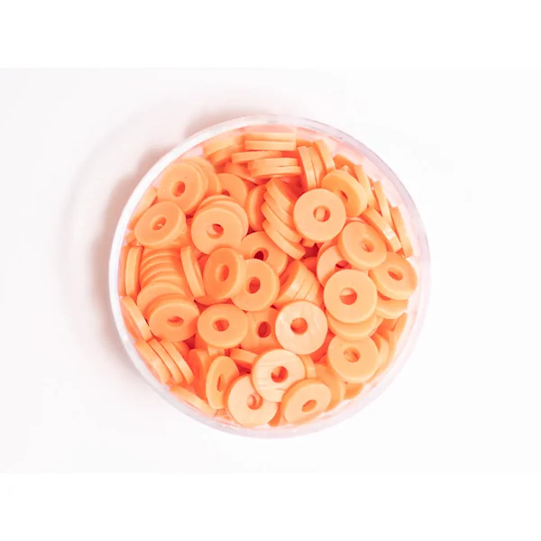 Boite de perles rondelles heishi 6 mm - orange corail