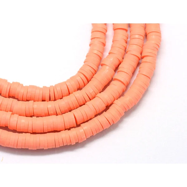Boite de perles rondelles heishi 6 mm - orange corail