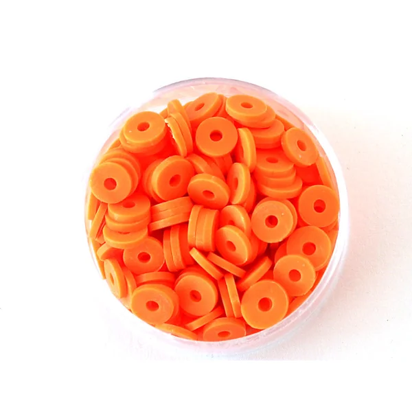 Boite de perles rondelles heishi 6 mm - orange fluo