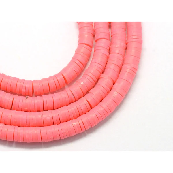 Boite de perles rondelles heishi 6 mm - rose corail