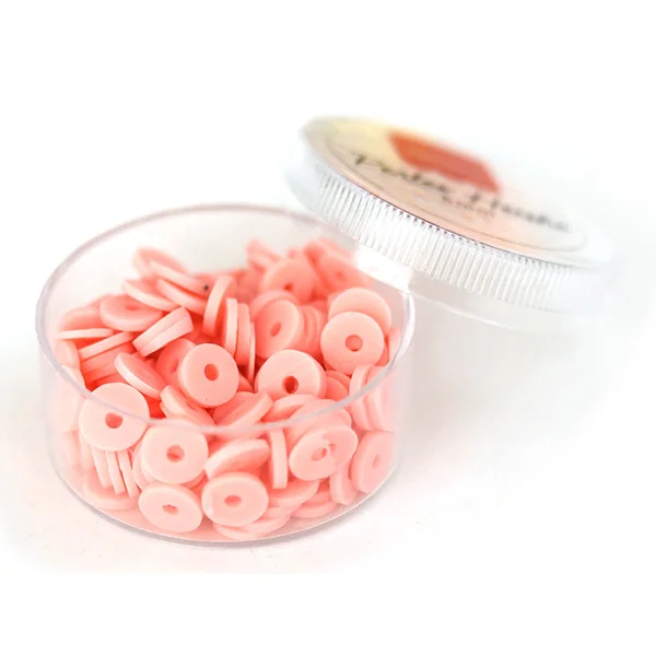 Boite de perles rondelles heishi 6 mm - rose poudré