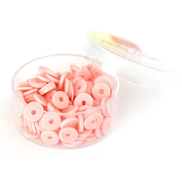 Boite de perles rondelles heishi 6 mm - rose poudré