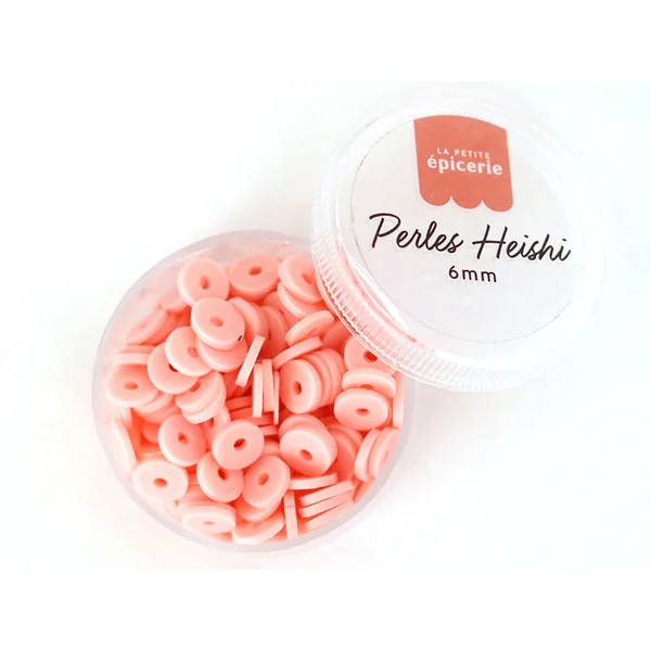 Boite de perles rondelles heishi 6 mm - rose poudré