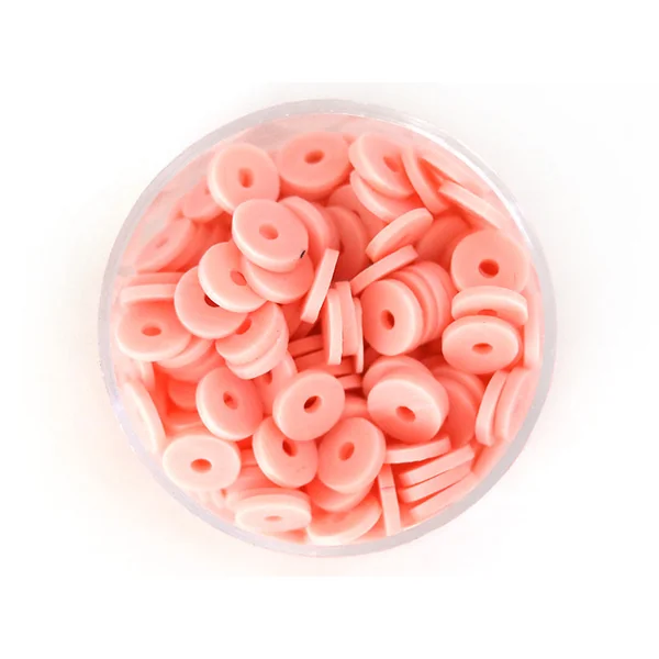 Boite de perles rondelles heishi 6 mm - rose poudré