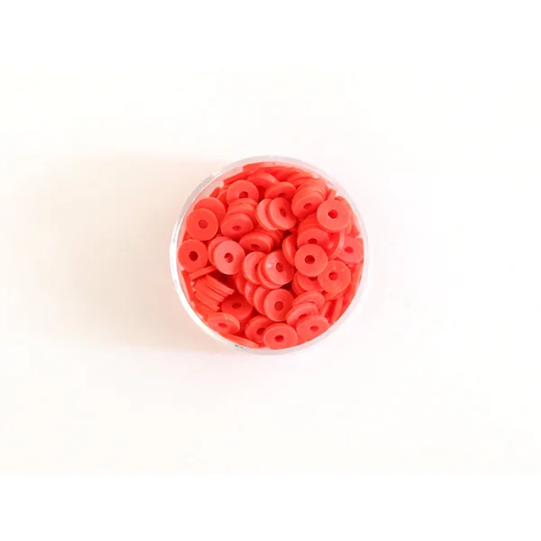 Boite de perles rondelles heishi 6 mm - rouge