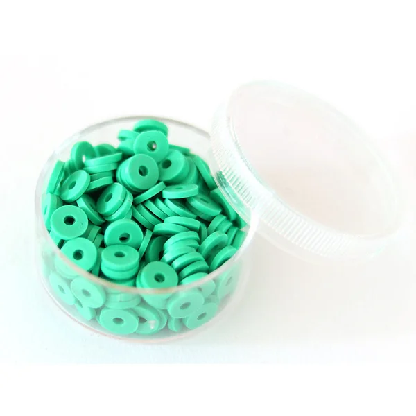 Boite de perles rondelles heishi 6 mm - vert plante