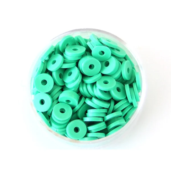 Boite de perles rondelles heishi 6 mm - vert plante