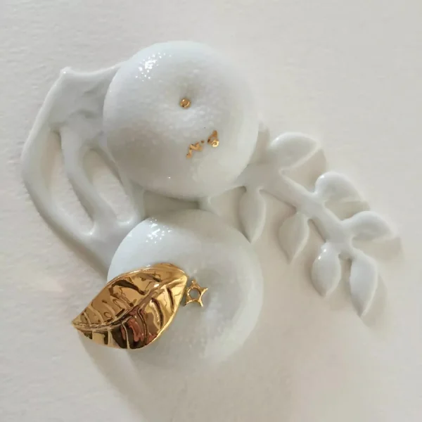 Boite à Bijoux mandarine en porcelaine sur décor floral