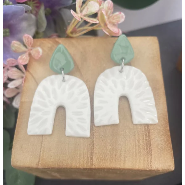 Boucles d'oreille Istanbul en porcelaine blanche et colorée