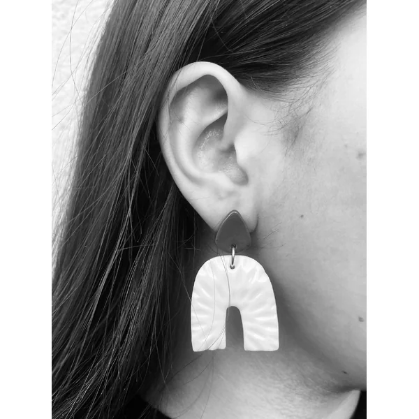 Boucles d'oreille Istanbul en porcelaine blanche et colorée