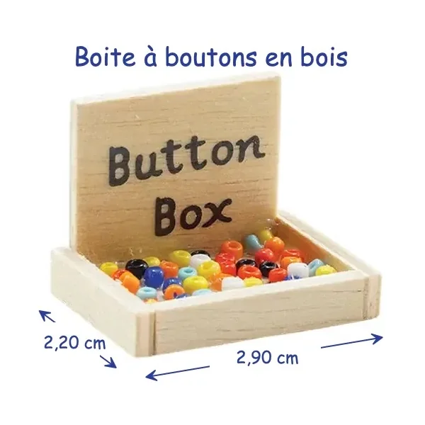 Boîte à boutons miniature en bois 1/12e