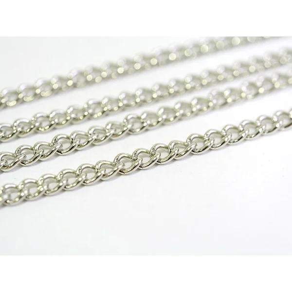 Chaîne gourmette 3,7 mm couleur argent x 20 cm