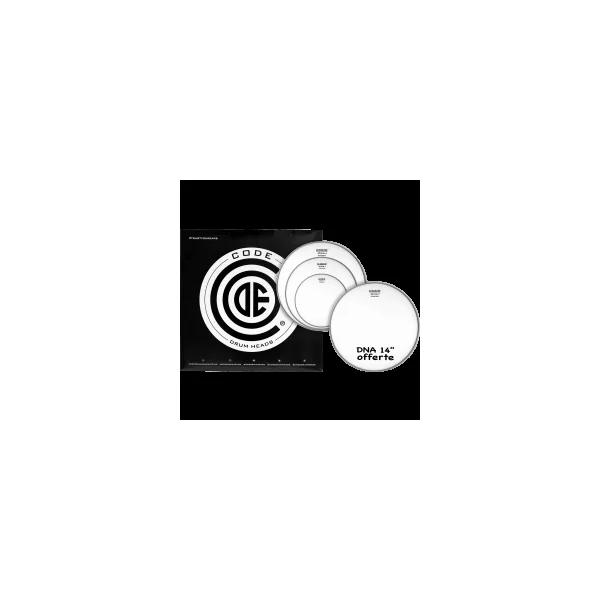 Code Drumheads Dna Pack fusion 10"/12"/14" sablée + caisse claire 14" Dna sablée offerte