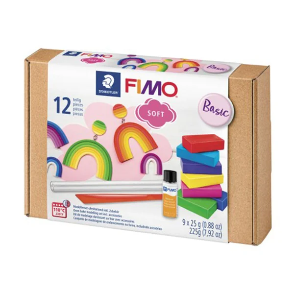 Coffret 7 pâtes FIMO SOFT + vernis + accessoires