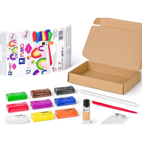 Coffret 7 pâtes FIMO SOFT + vernis + accessoires