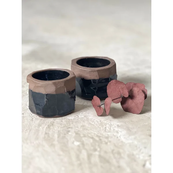 Contenant ouvert ROCHER, émail TENMOKU
