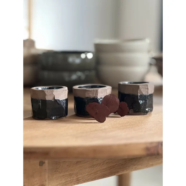Contenant ouvert ROCHER, émail TENMOKU