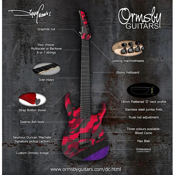 Dino Cazares DC GTR 7 Baritone - red camo