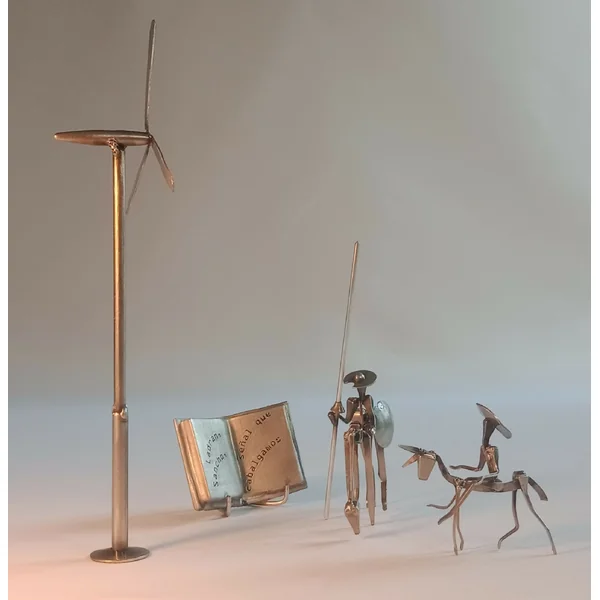 Don Quichotte et Sancho Panza. Évocation humoristique en acier