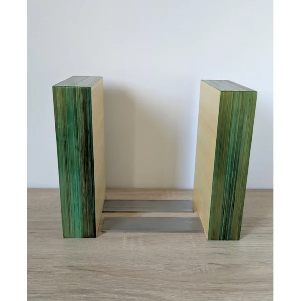 Duo de Serre-livres avec Marqueterie de paille verte