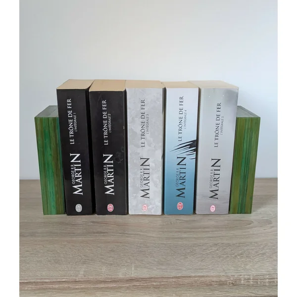 Duo de Serre-livres avec Marqueterie de paille verte