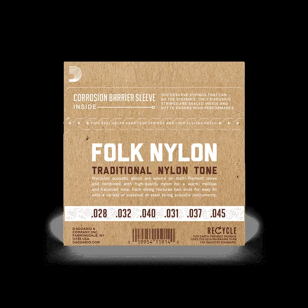 EJ32 Folk Nylon (6) Silver Plated Wrap - jeu de 6 cordes