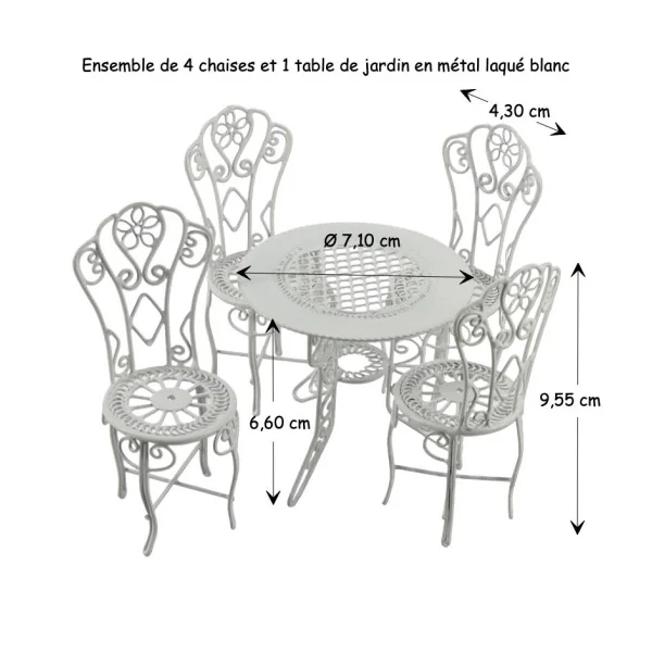 Ensemble 4 chaises et 1 table de jardin